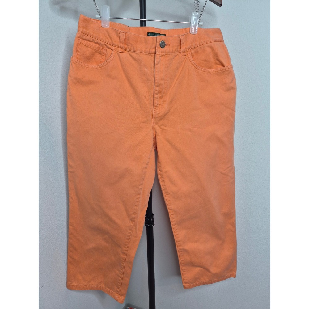 Lauren Ralph Lauren Orange Cotton Denim Cropped Pants Capri Size 8 Straight Leg